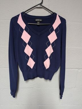 Arden B. Argyle V Neck Sweater Size L Tennis Prep